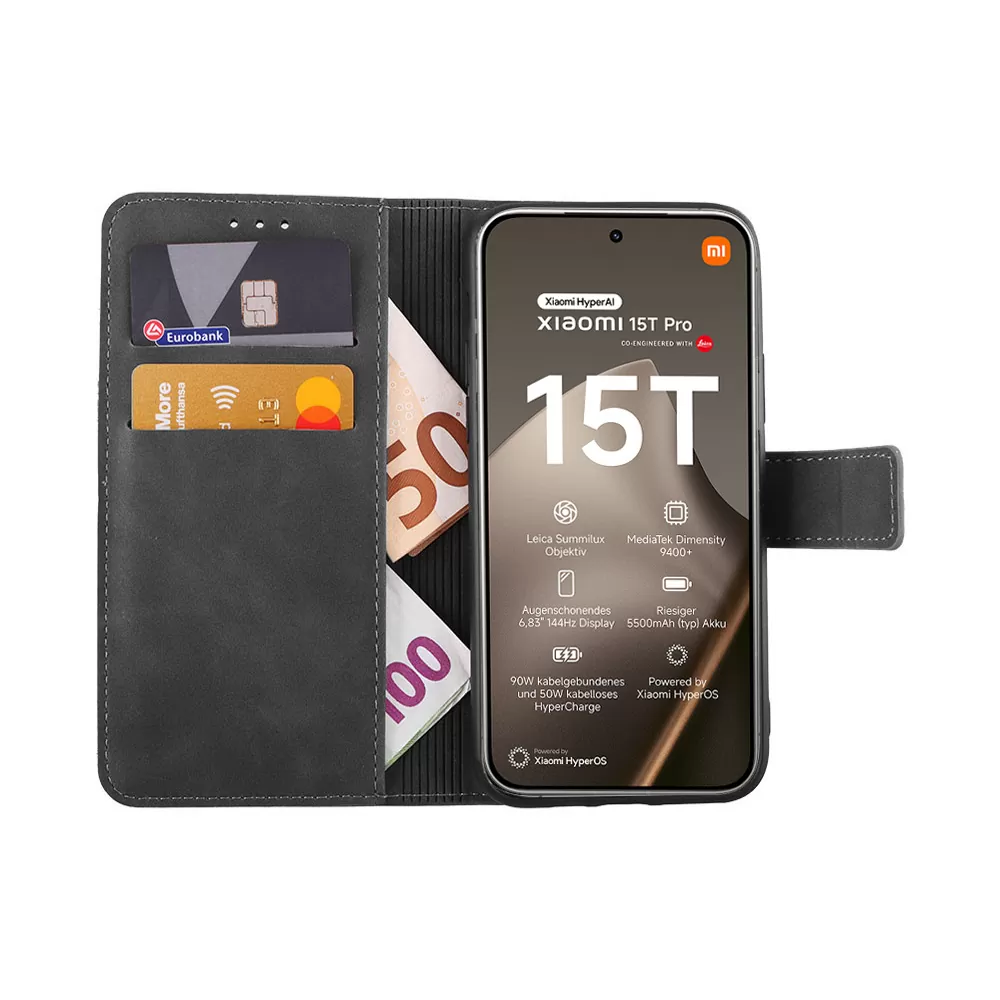 LIME ESSENTIAL ΘΗΚΗ XIAOMI 15T PRO 5G 6.83in  MAGNET BOOK STAND CLIP GREY - Image 5