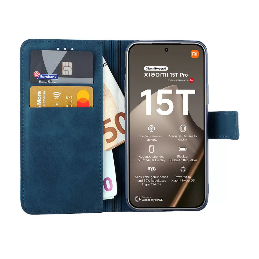 LIME ESSENTIAL ΘΗΚΗ XIAOMI 15T PRO 5G 6.83in MAGNET BOOK STAND CLIP DARK BLUE - Image 5