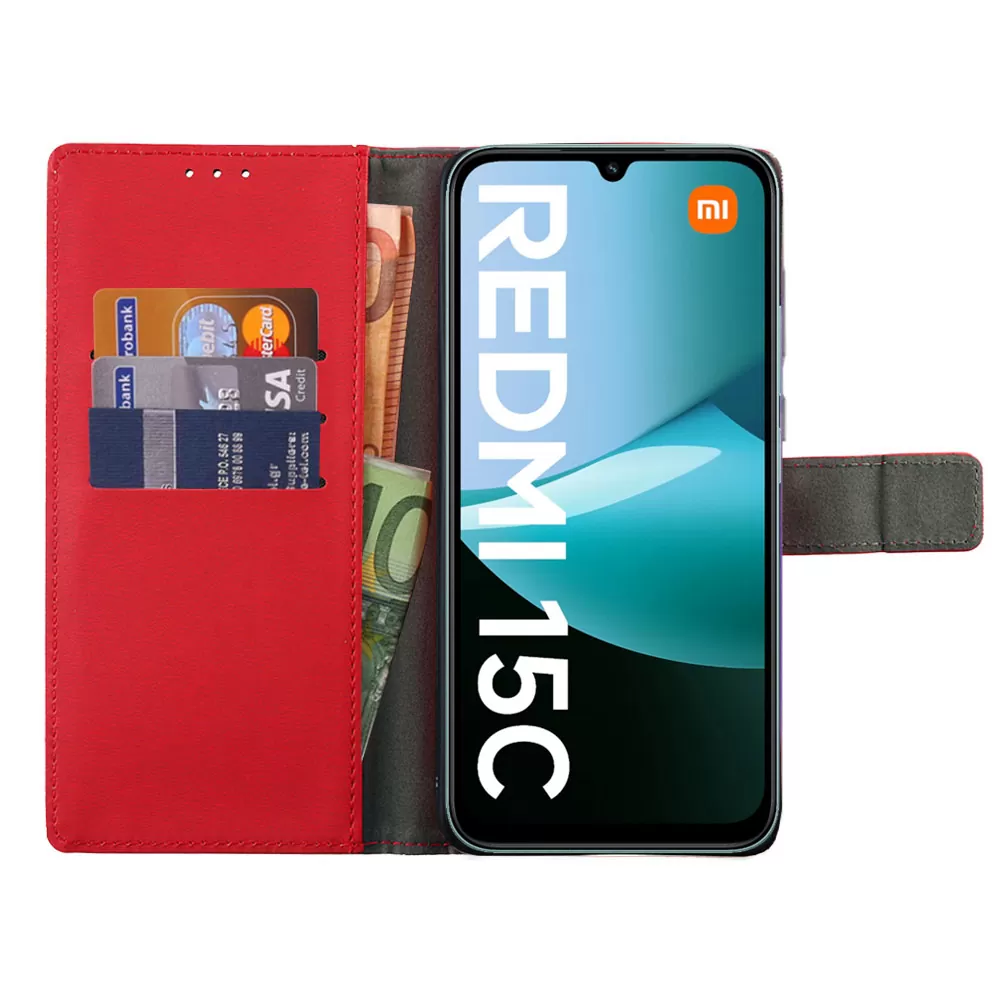 VOLTE-TEL ALLURE ΘΗΚΗ XIAOMI REDMI 15C 5G 6.9in MAGNET BOOK STAND CLIP RED - Image 6