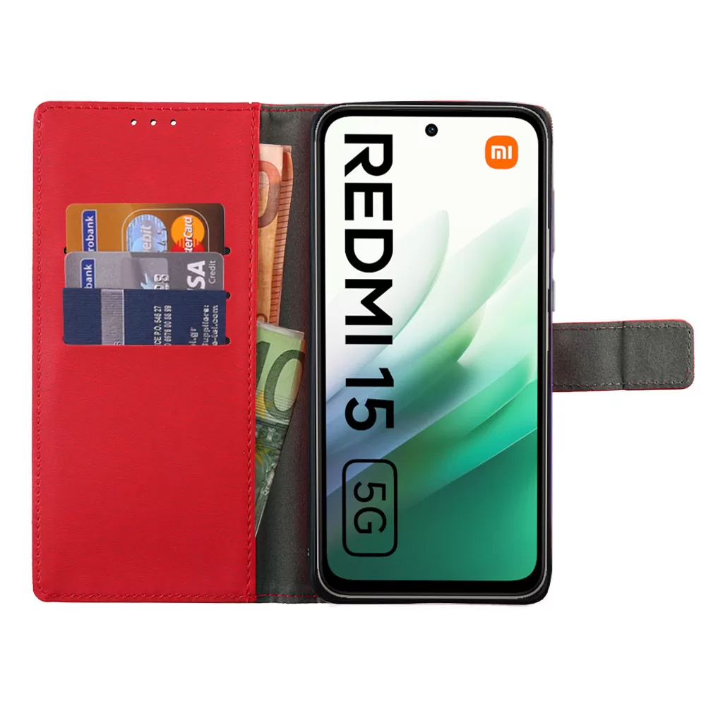 VOLTE-TEL ALLURE ΘΗΚΗ XIAOMI REDMI 15 5G 6.9in MAGNET BOOK STAND CLIP RED - Image 6