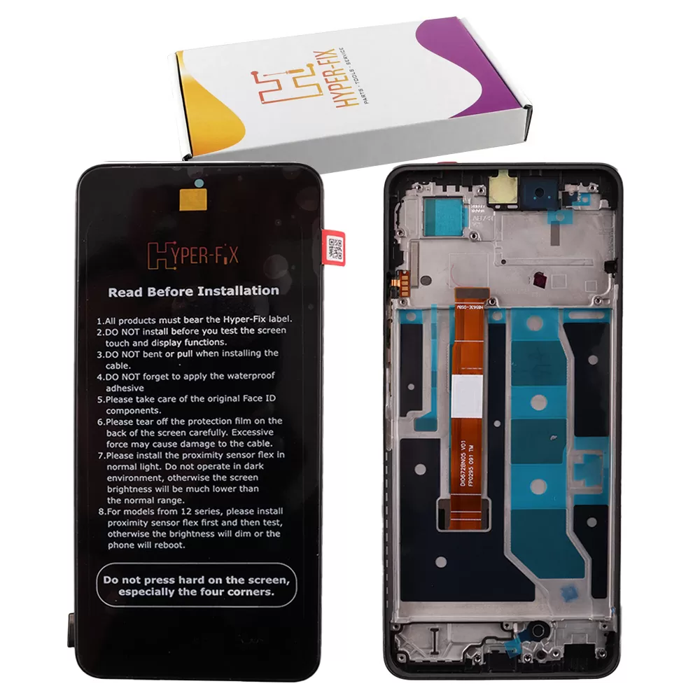 REALME C67 4G ΟΘΟΝΗ IPS + TOUCH SCREEN + LENS + FRAME HF-621029000120 BLACK HYPER-FIX SERVICE PACK