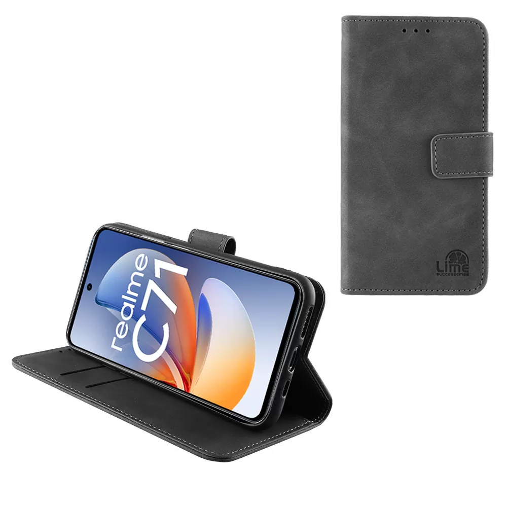 LIME ESSENTIAL ΘΗΚΗ REALME C71 6.67in MAGNET BOOK STAND CLIP GREY