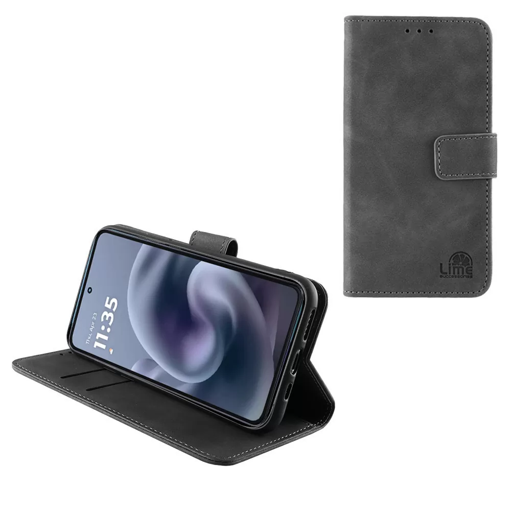 LIME ESSENTIAL ΘΗΚΗ MOTOROLA MOTO G86 XT2527-2/MOTO G86 POWER 5G XT2527-7 6.67in  MAGNET BOOK STAND CLIP GREY