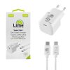 LIME TYPE C GAN PD 3.0 SUPER FAST TRAVEL LTC78W 5V-15V 4.0A/ 20V 3.9A 78W+ ΦΟΡΤΙΣΗΣ-DATA LCC04 TYPE C TO TYPE C 78W WHITE