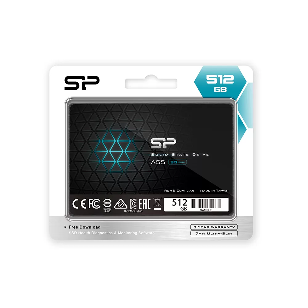 SILICON POWER 2.5" A55 SSD SATA III TCL 3D NAND 512GB 6GB/SEC R/W R/W 500/450MB/s 7mm SLIM DESIGN BLUE - Image 2
