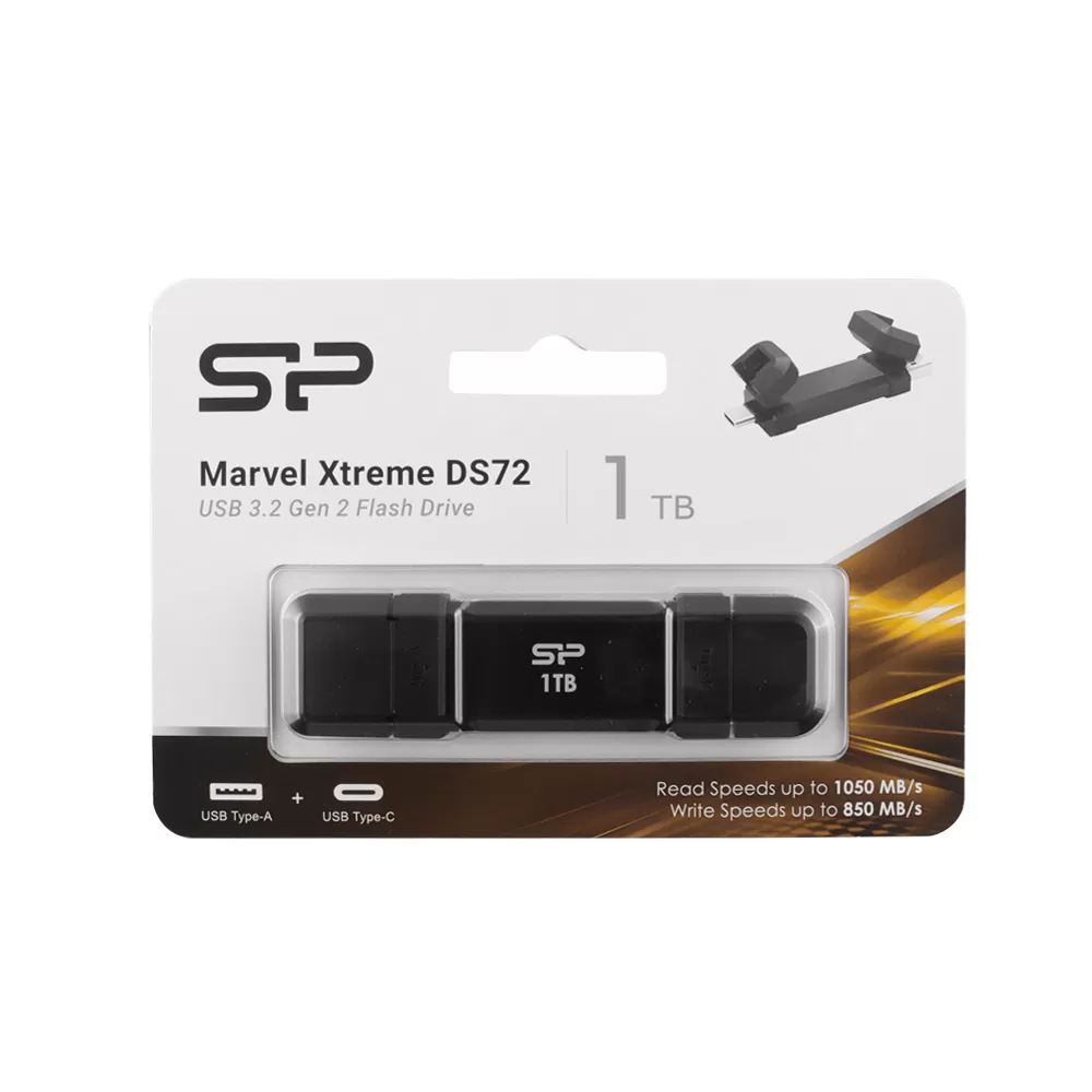 SILICON POWER USB - TYPE C FLASH DRIVE 1TB USB 3.2+OTG MARVEL XTREME DS72 SP001TBUC3S72VPK BLACK-R/W 1050/850 Mb/s - Image 2