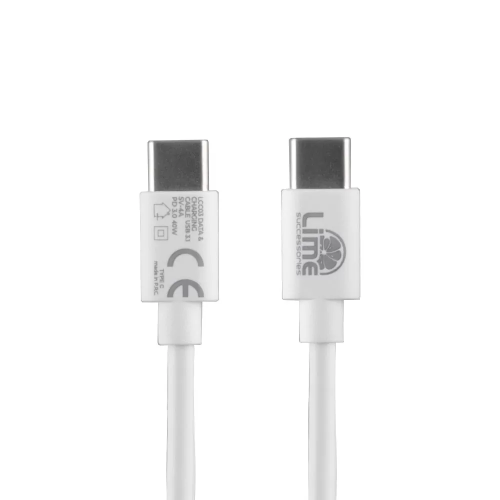 LIME TYPE C PD 3.0 SUPER FAST TRAVEL LTC30W 4.0A 30W+ ΦΟΡΤΙΣΗΣ-DATA LCC03 TYPE C TO TYPE C 40W WHITE - Image 5