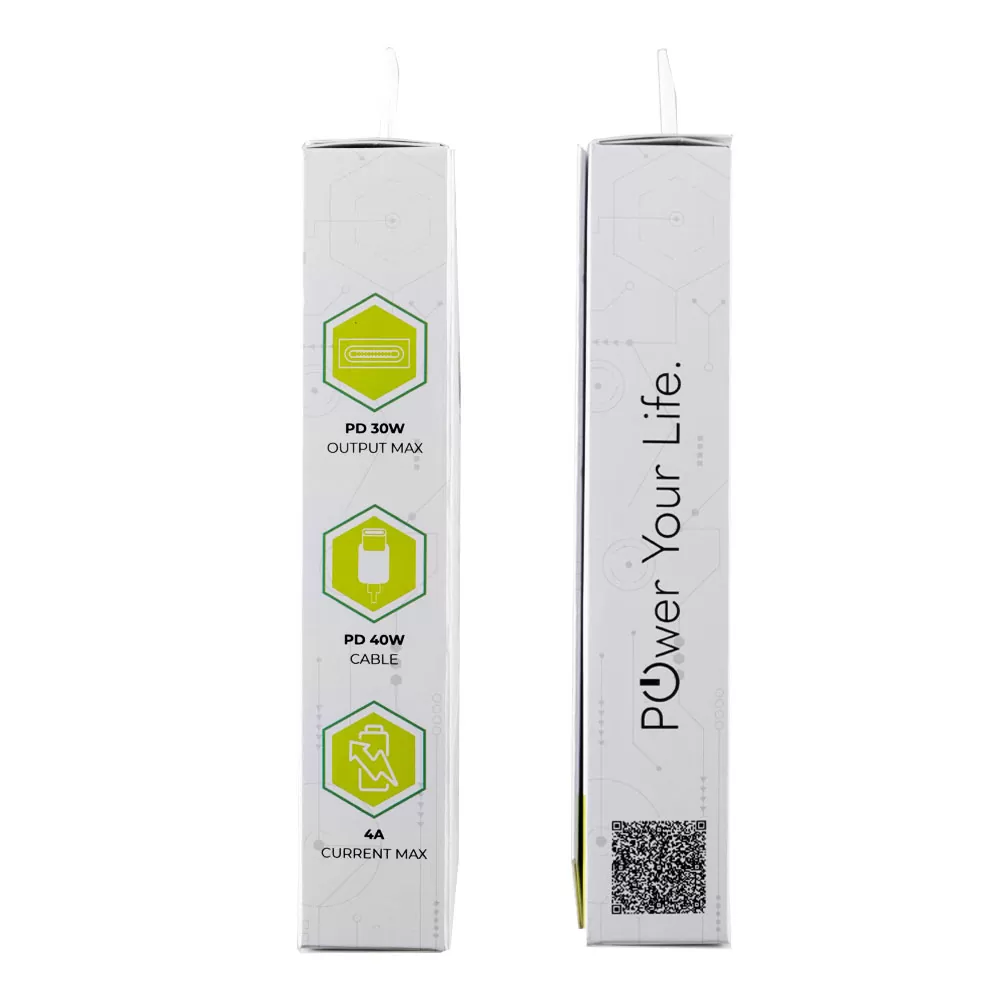 LIME TYPE C PD 3.0 SUPER FAST TRAVEL LTC30W 4.0A 30W+ ΦΟΡΤΙΣΗΣ-DATA LCC03 TYPE C TO TYPE C 40W WHITE - Image 3