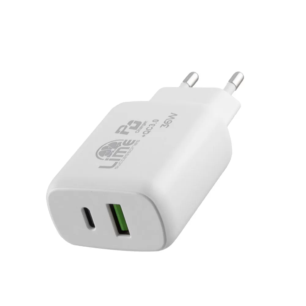 LIME TYPE C PD 3.0 DUAL SUPER FAST TRAVEL LTC36W 4.0A 36W - USB QC 3.0 21W max 36W WHITE - Image 7