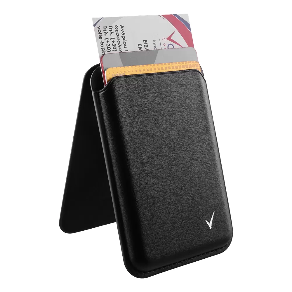 VOLTE-TEL ΘΗΚΗ ΚΑΡΤΩΝ MAGSAFE MAGNETIC ANTI-RF ME STAND LEATHER BLACΚ - Image 10