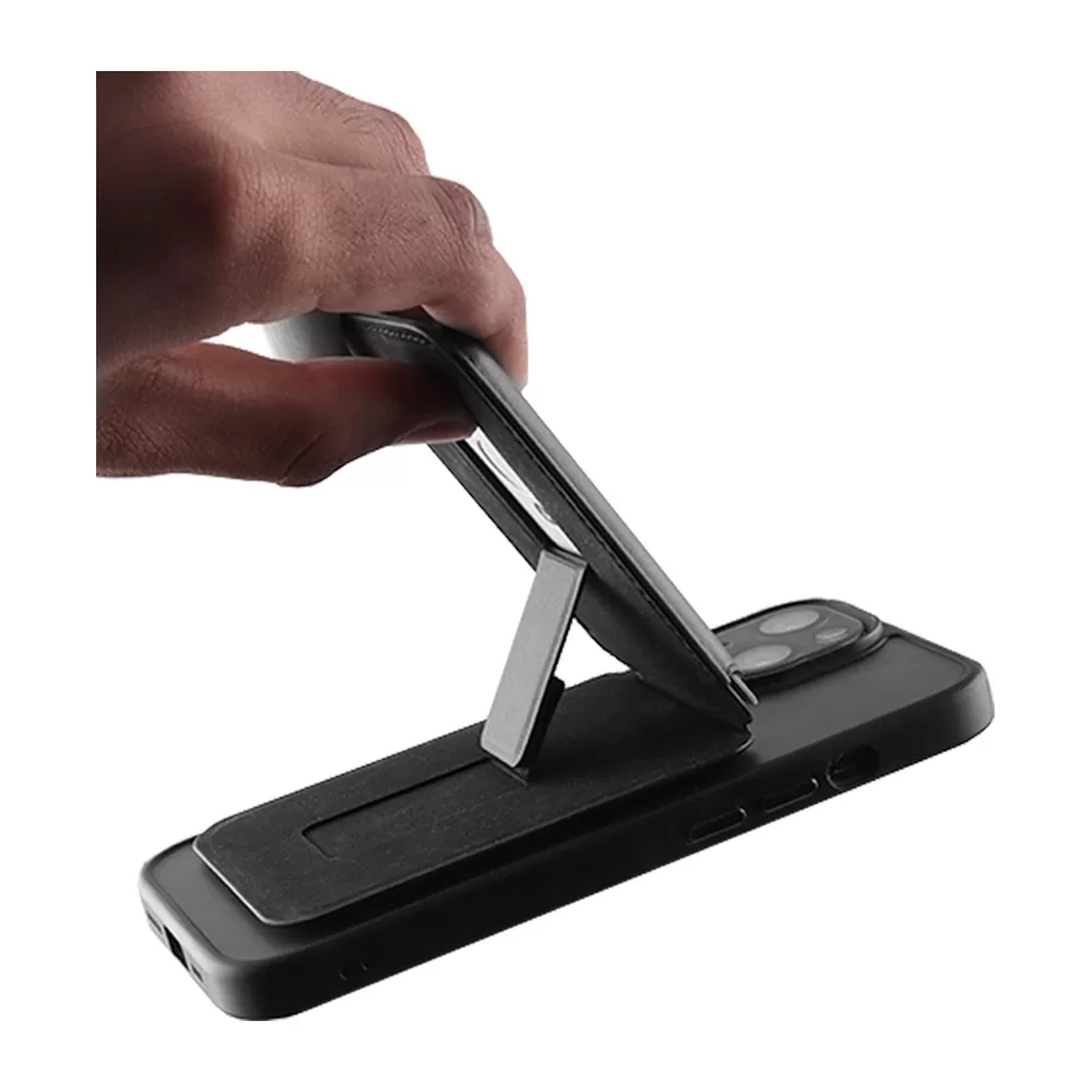 VOLTE-TEL ΘΗΚΗ ΚΑΡΤΩΝ MAGSAFE MAGNETIC ANTI-RF ME STAND LEATHER BLACΚ - Image 4