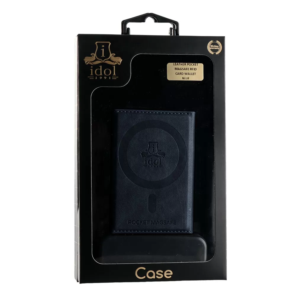 IDOL 1991 LEATHER POCKET MAGSAFE ANTI-RF CARD WALLET BLUE - Image 2