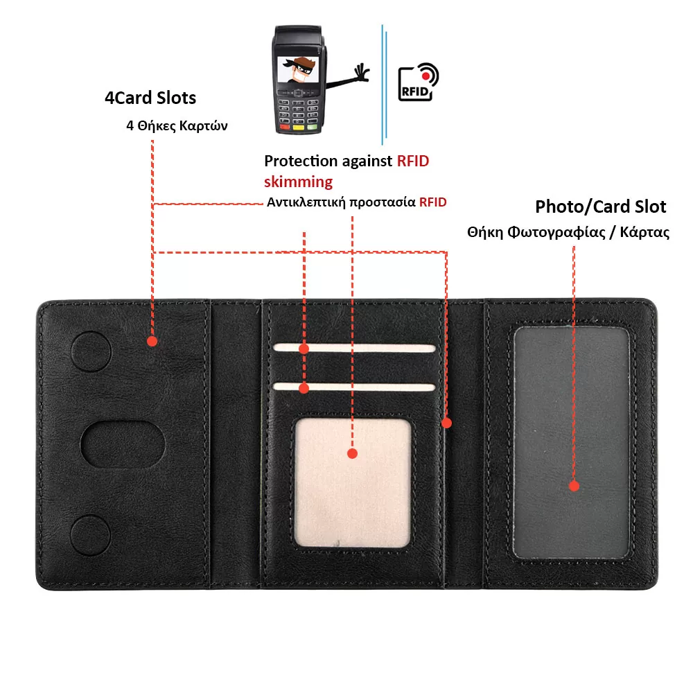 IDOL 1991 LEATHER POCKET MAGSAFE ANTI-RF CARD WALLET BLACK - Image 9