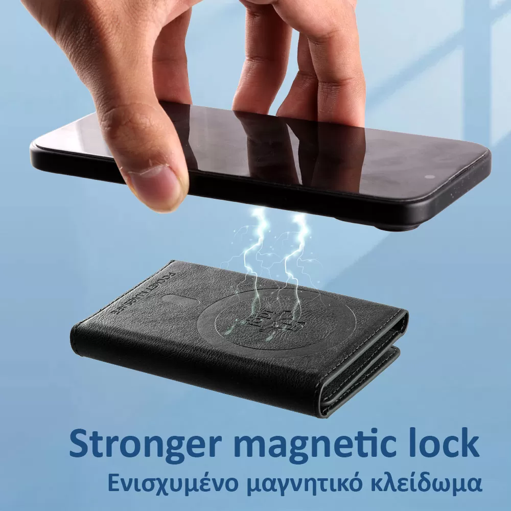 IDOL 1991 LEATHER POCKET MAGSAFE ANTI-RF CARD WALLET BLACK - Image 5