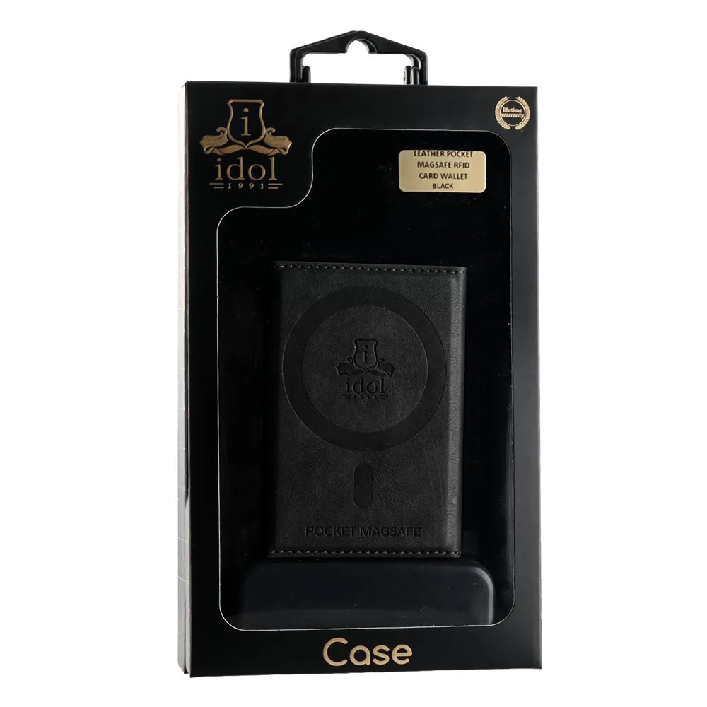 IDOL 1991 LEATHER POCKET MAGSAFE ANTI-RF CARD WALLET BLACK - Image 2