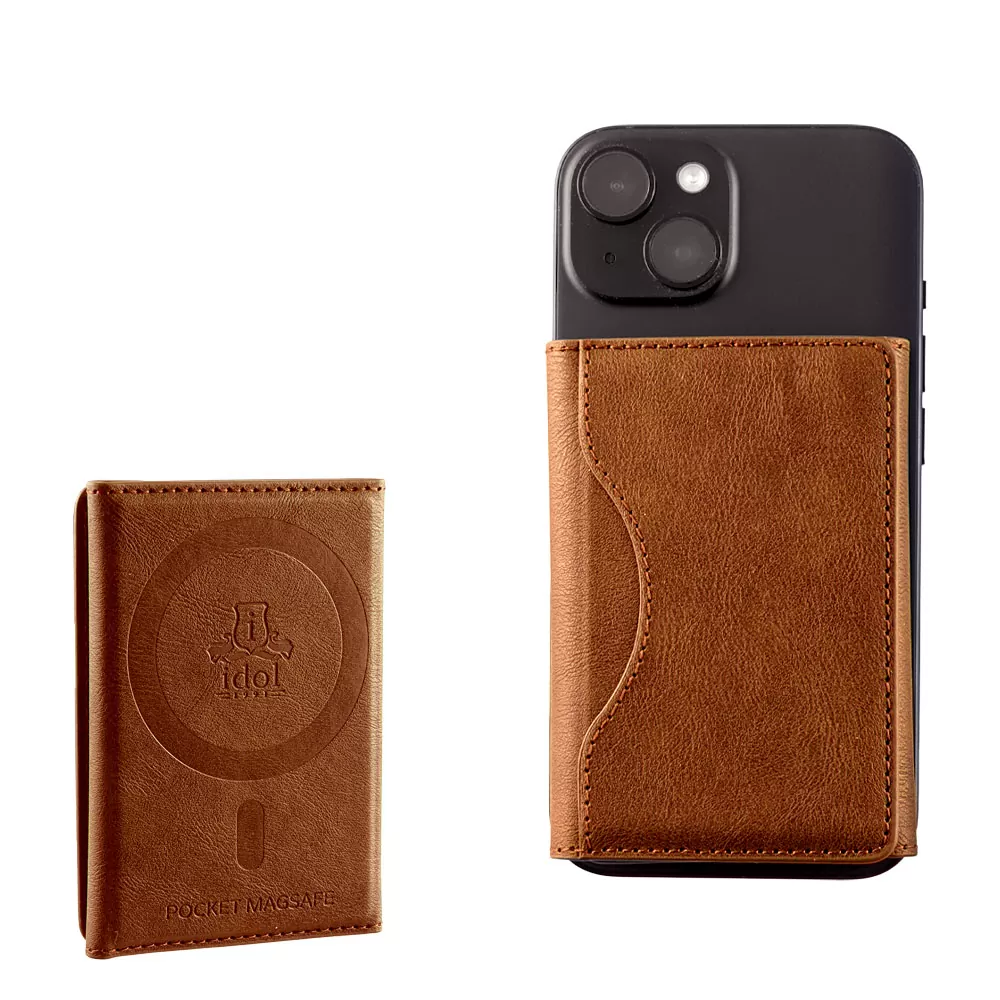 IDOL 1991 LEATHER POCKET MAGSAFE ANTI-RF CARD WALLET CAMEL - Image 12