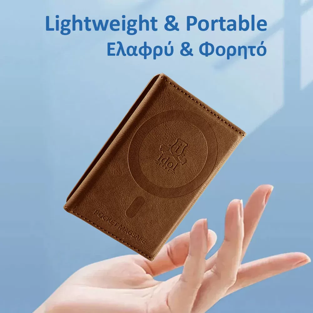 IDOL 1991 LEATHER POCKET MAGSAFE ANTI-RF CARD WALLET CAMEL - Image 4