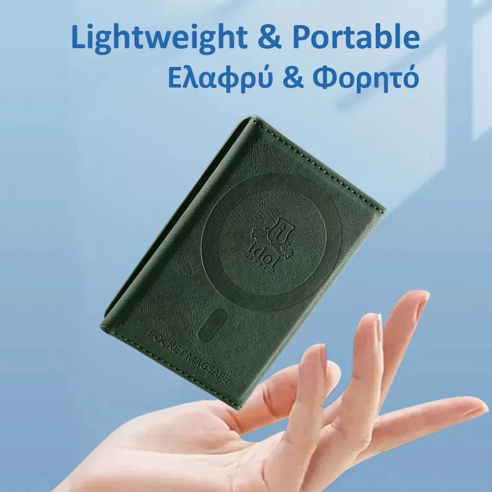 IDOL 1991 LEATHER POCKET MAGSAFE ANTI-RF CARD WALLET GREEN - Image 4