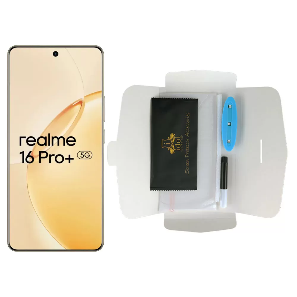 IDOL 1991 UV TEMPERED GLASS REALME 16 PRO PLUS 5G 6.8in 9H 0.20mm 10D SEMI WITH GLUE-TOOL FINGER UNLOCK FULL COVER TRANSPARENT - Image 5