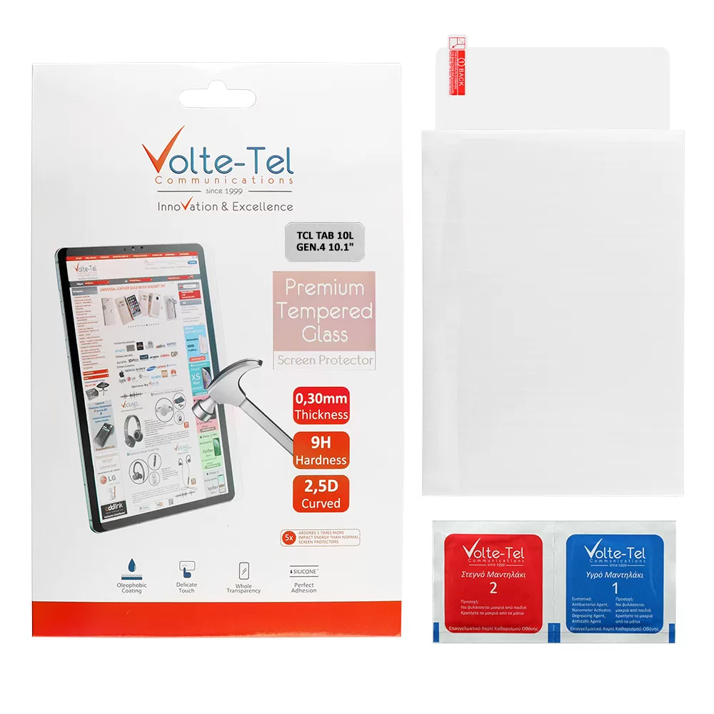 VOLTE-TEL TEMPERED GLASS TCL TAB 10L GEN.4 10.1in 9H 0.33mm 2.5D FULL GLUE