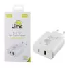 LIME TYPE C GAN PD 3.0 DUAL SUPER FAST TRAVEL LTC75W 4.0A PD 54W + USB QC 3.0 21W TOTAL 75W WHITE