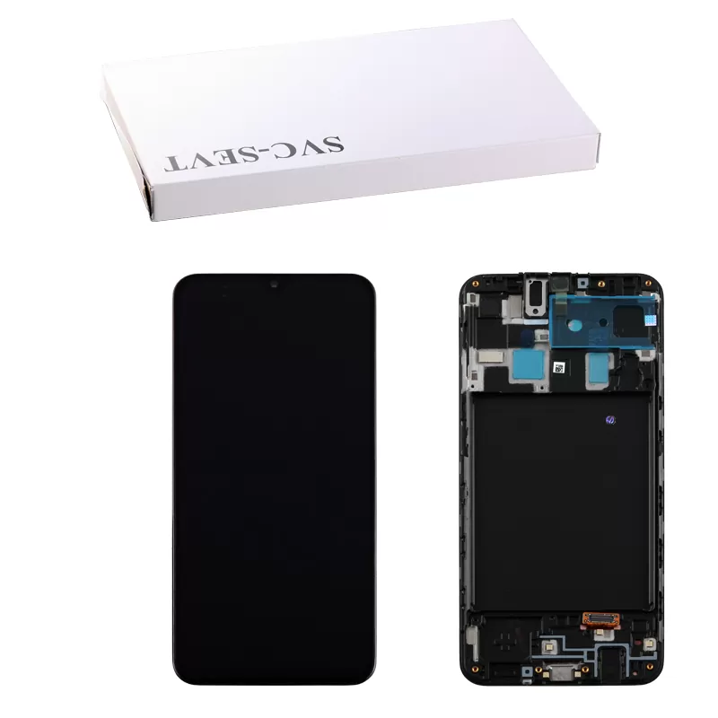 SAMSUNG A20 A205 ΟΘΟΝΗ AMOLED + TOUCH SCREEN + LENS + FRAME GH82-19572A BLACK ORIGINAL SERVICE PACK