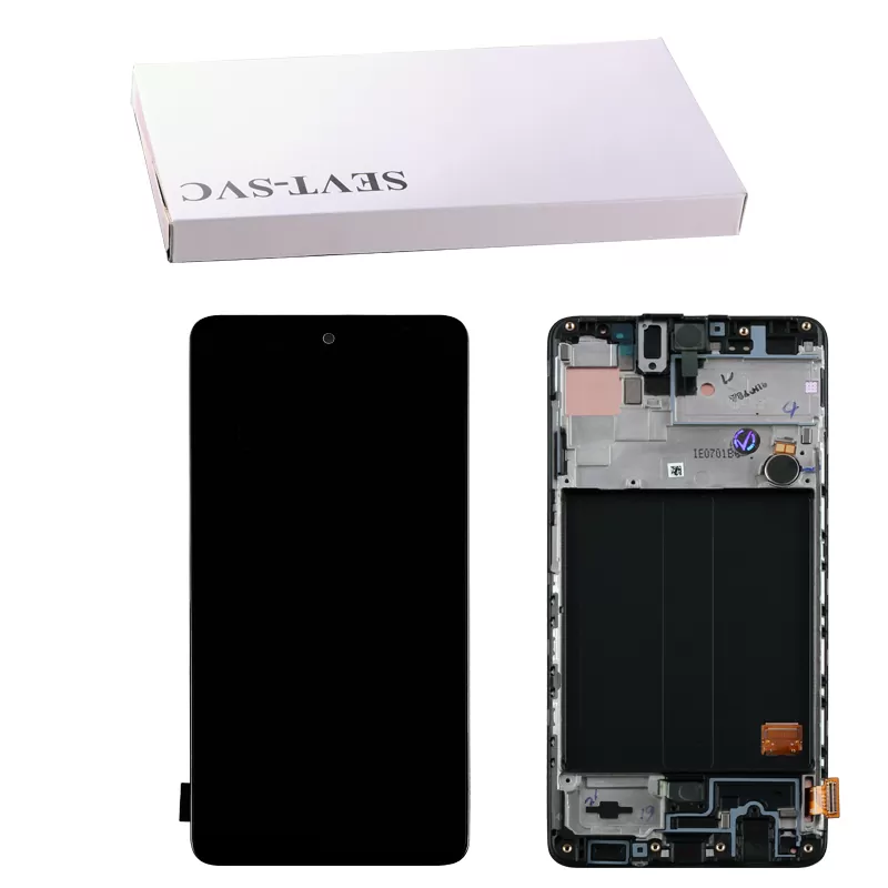 SAMSUNG A51 A515 ΟΘΟΝΗ AMOLED +TOUCH SCREEN + LENS + FRAME GH82-22084A BLACK ORIGINAL SERVICE PACK