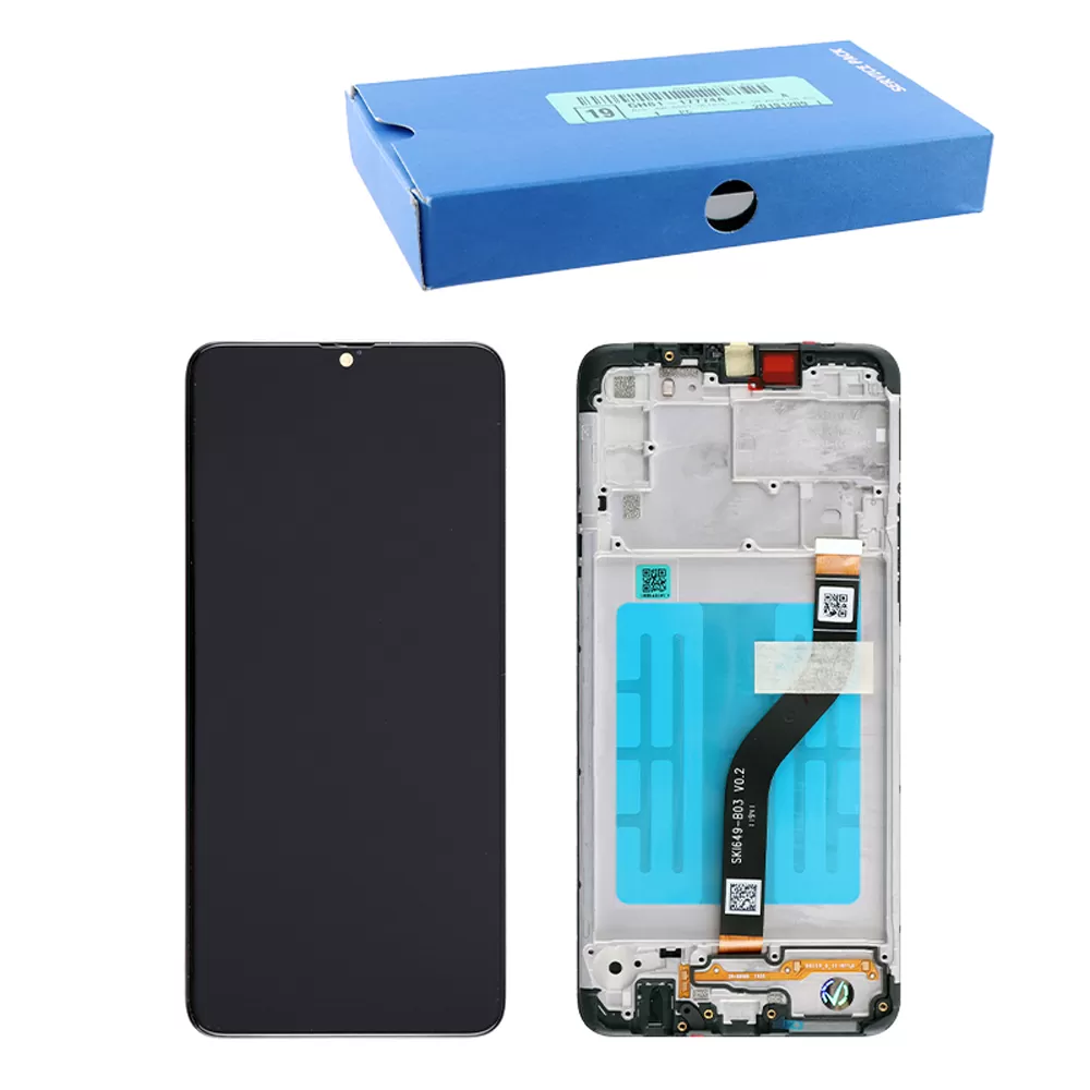SAMSUNG A20s A207 ΟΘΟΝΗ IPS + TOUCH SCREEN + LENS + FRAME GH81-17774A BLACK ORIGINAL SERVICE PACK