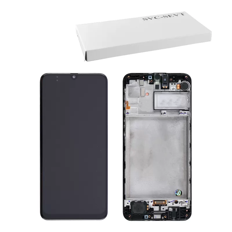 SAMSUNG M21 M215/ M30s M307 ΟΘΟΝΗ AMOLED +TOUCH SCREEN + LENS + FRAME GH82-21266A BLACK ORIGINAL SERVICE PACK
