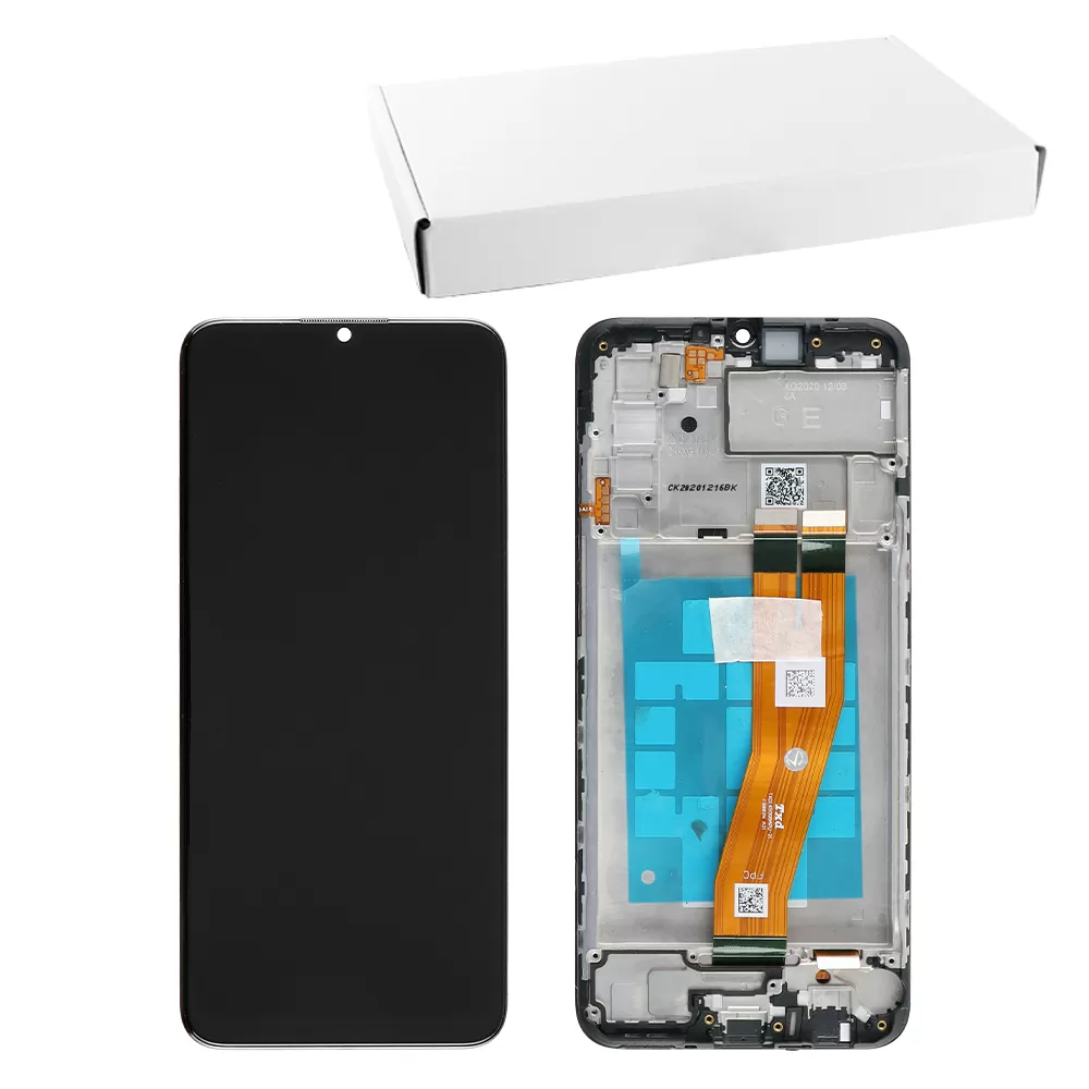 SAMSUNG A02s A025F ΟΘΟΝΗ PLS +TOUCH SCREEN + LENS + FRAME GH81-20118A BLACK ORIGINAL SERVICE PACK