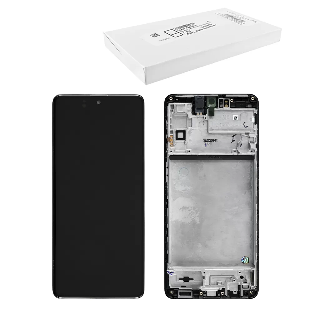 SAMSUNG M51 M515 ΟΘΟΝΗ AMOLED PLUS + TOUCH SCREEN + LENS + FRAME GH82-23568A BLACK ORIGINAL SERVICE PACK