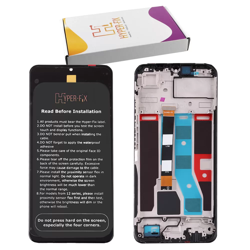 REALME C51 ΟΘΟΝΗ IPS + TOUCH SCREEN + LENS + FRAME HF-621029000053 BLACK HYPER-FIX SERVICE PACK