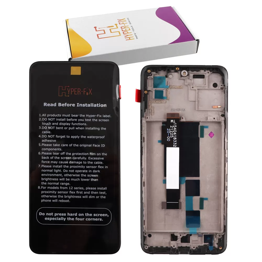XIAOMI POCO X3 GT ΟΘΟΝΗ + TOUCH SCREEN + LENS + FRAME HF-560003K10A00 BLACK HYPER-FIX SERVICE PACK