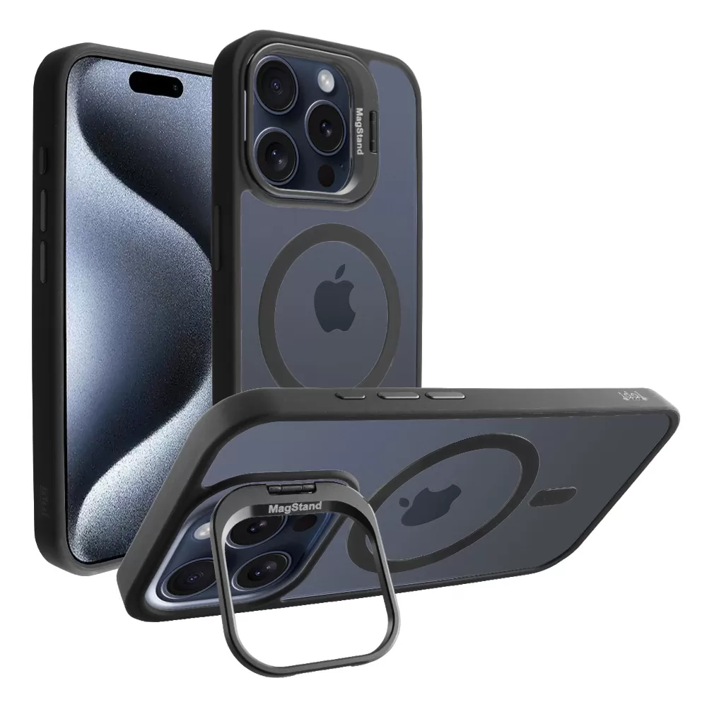 IDOL 1991 MAGSTAND CLEAR TPU ΘΗΚΗ IPHONE 15 PRO MAX 6.7in HYPER MAGSAFE CAMERA GUARD BLACK
