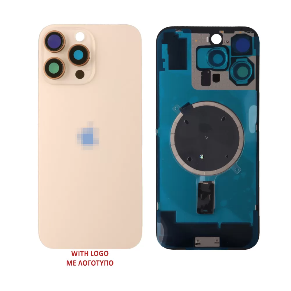FOR IPHONE 16 PRO MAX BATTERY COVER + CAMERA LENS + METAL PLATE + MAGSAFE TITANIUM DESERT
