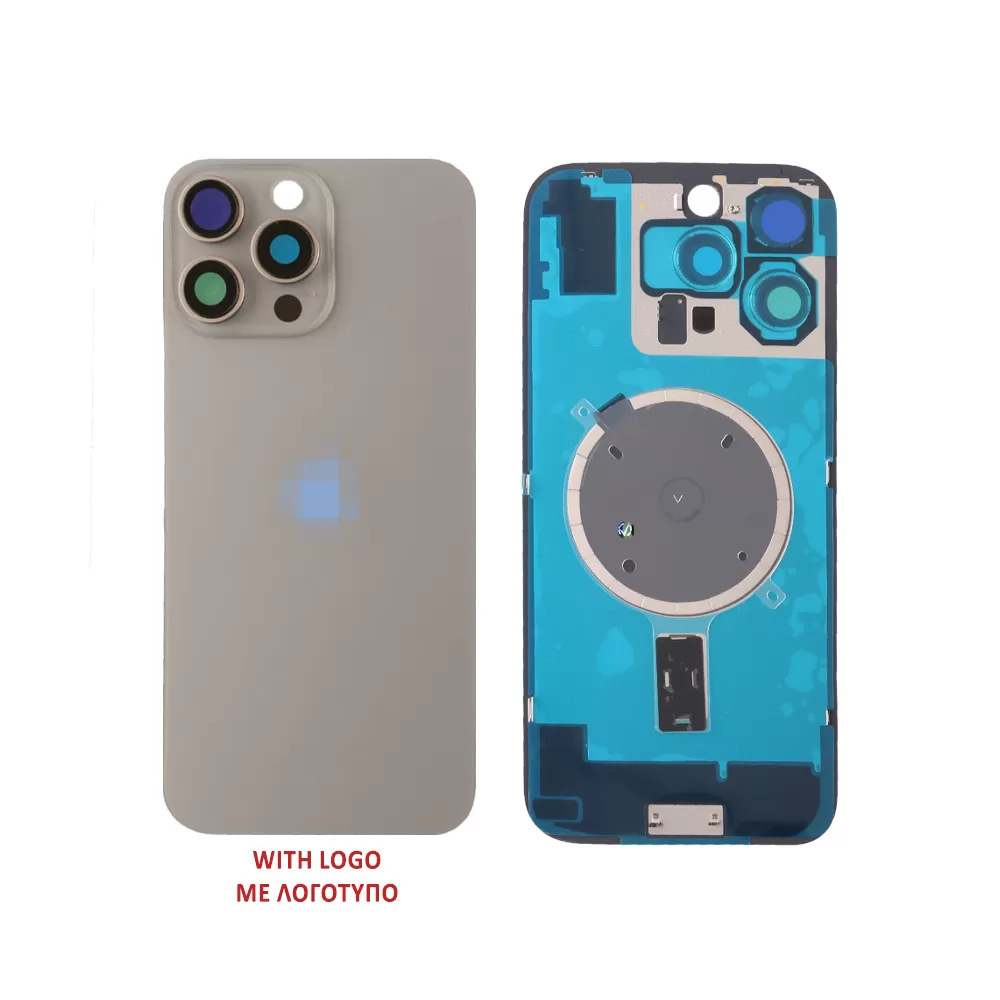 FOR IPHONE 16 PRO BATTERY COVER + CAMERA LENS + METAL PLATE + MAGSAFE TITANIUM NATURAL