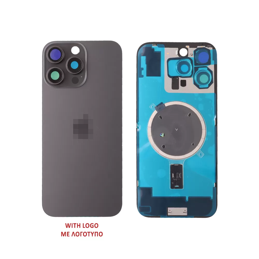 FOR IPHONE 16 PRO BATTERY COVER + CAMERA LENS + METAL PLATE + MAGSAFE TITANIUM BLACK
