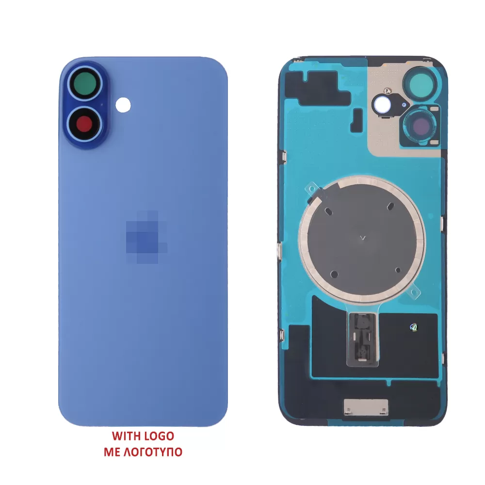 FOR IPHONE 16 BATTERY COVER + CAMERA LENS + METAL PLATE + MAGSAFE ULTRAMARINE