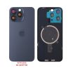FOR IPHONE 15 PRO MAX BATTERY COVER + CAMERA LENS + METAL PLATE + MAGSAFE TITANIUM BLUE