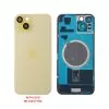 FOR IPHONE 15 PLUS BATTERY COVER + CAMERA LENS + METAL PLATE + MAGSAFE YELLOW