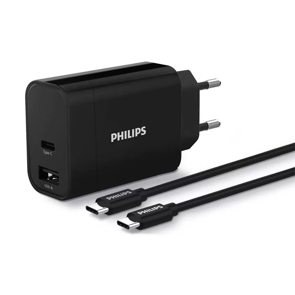 TRAVEL PHILIPS DLP2621T DUAL USB C + USB A 30W ΜΕ ΑΝΤΑΠΤΟΡΕΣ ΓΙΑ EU,UK,USA,HB BLACK PACKING OR - Image 3