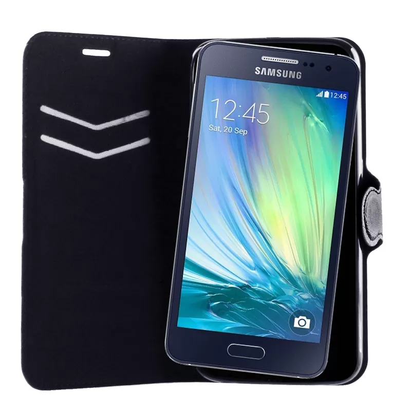VOLTE-TEL ΘΗΚΗ SAMSUNG A3 A300 LINE LEATHER-TPU BOOK STAND BLACK - Image 4