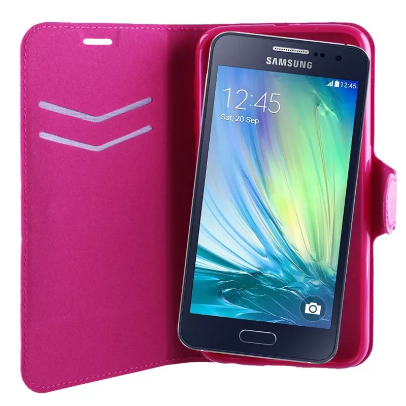 VOLTE-TEL ΘΗΚΗ SAMSUNG A3 A300 LINE LEATHER-TPU BOOK STAND PINK - Image 4