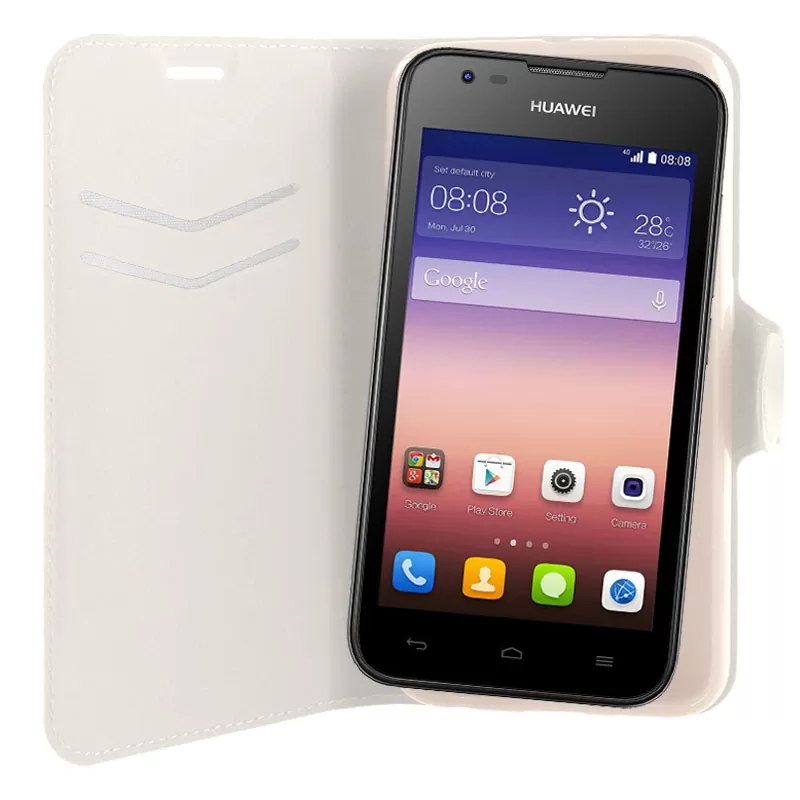 VOLTE-TEL ΘΗΚΗ HUAWEI ASCEND Y550 LINE LEATHER-TPU BOOK STAND WHITE - Image 4