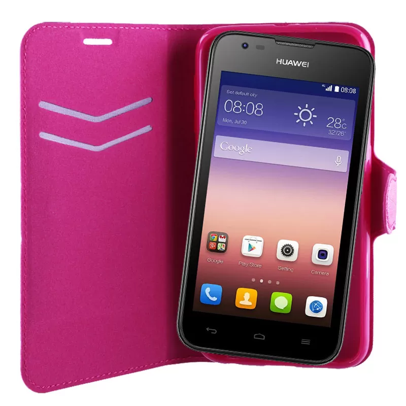 VOLTE-TEL ΘΗΚΗ HUAWEI ASCEND Y550 LINE LEATHER-TPU BOOK STAND PINK - Image 4