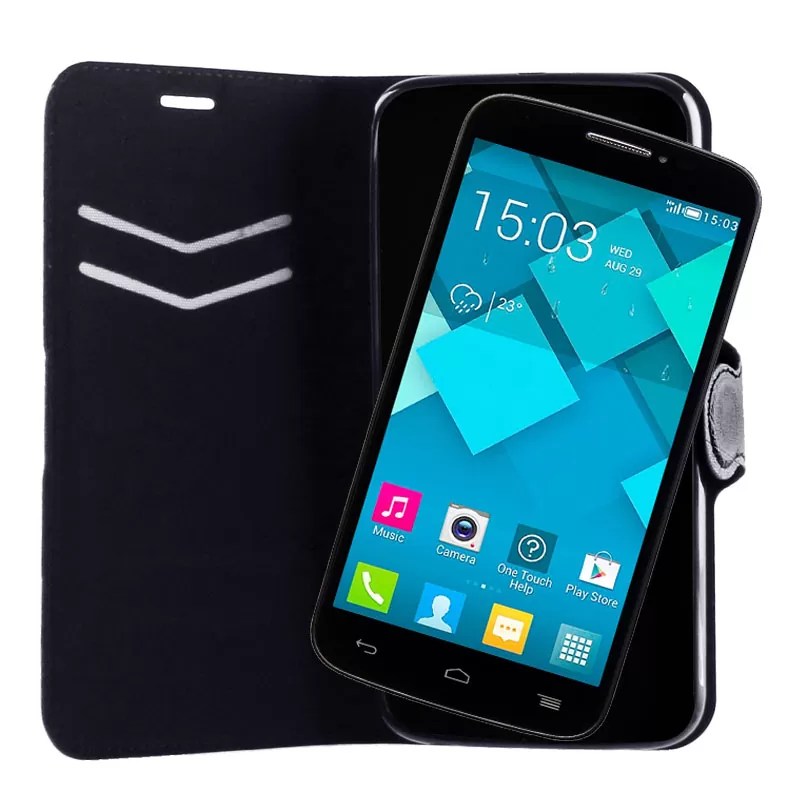 VOLTE-TEL ΘΗΚΗ ALCATEL ONE TOUCH POP C7 7041 LINE LEATHER-TPU BOOK STAND BLACK - Image 4
