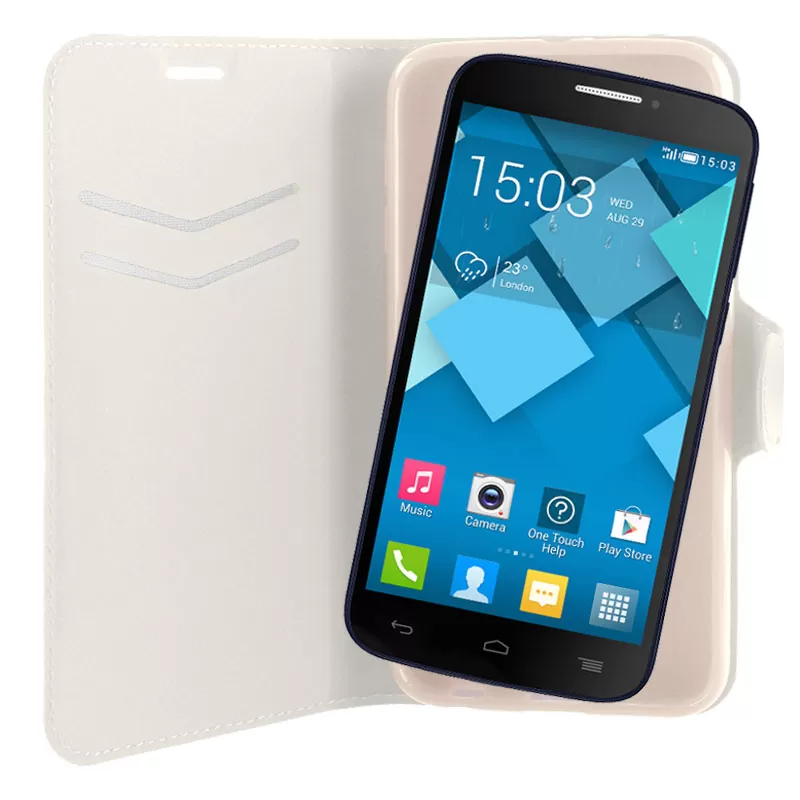 VOLTE-TEL ΘΗΚΗ ALCATEL ONE TOUCH POP C7 7041 LINE LEATHER-TPU BOOK STAND WHITE - Image 4