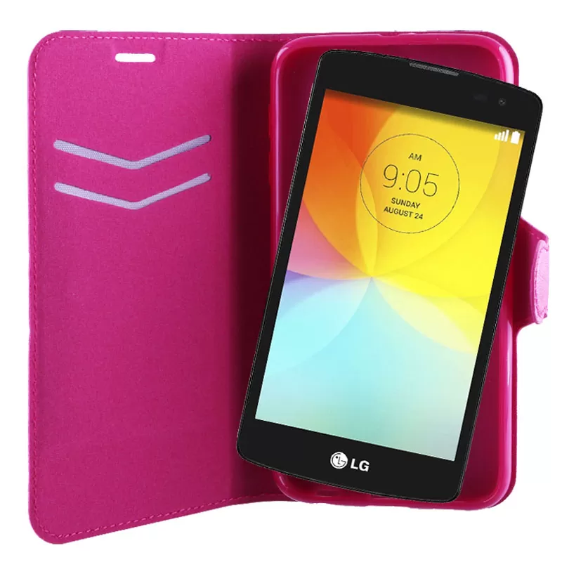 VOLTE-TEL ΘΗΚΗ LG L FINO D290 LINE LEATHER-TPU BOOK STAND PINK - Image 4