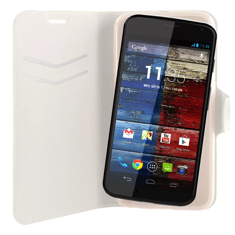 VOLTE-TEL ΘΗΚΗ MOTOROLA MOTO X XT1095 LINE LEATHER-TPU BOOK STAND WHITE - Image 4