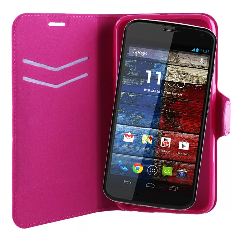 VOLTE-TEL ΘΗΚΗ MOTOROLA MOTO X XT1095 LINE LEATHER-TPU BOOK STAND PINK - Image 4